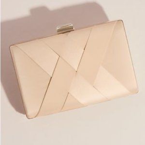 NWT Woven Front Box Clutch Bag / Purse with Crystal Clasp